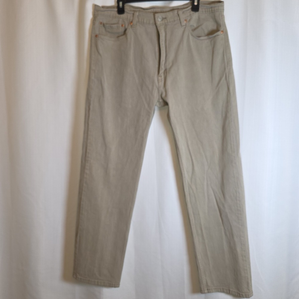 Levis 505 Jeans Men 38x32 Beige Bootcut Denim Pants